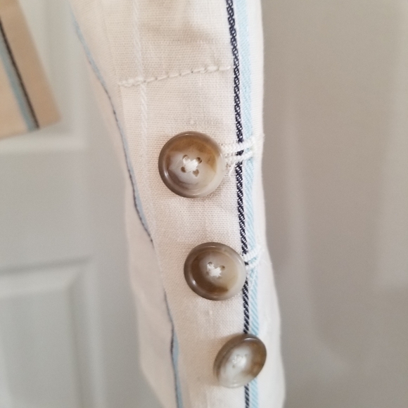 LOFT Linen Blend Cream Striped Cropped Blazer 2 NWT - Picture 5 of 15